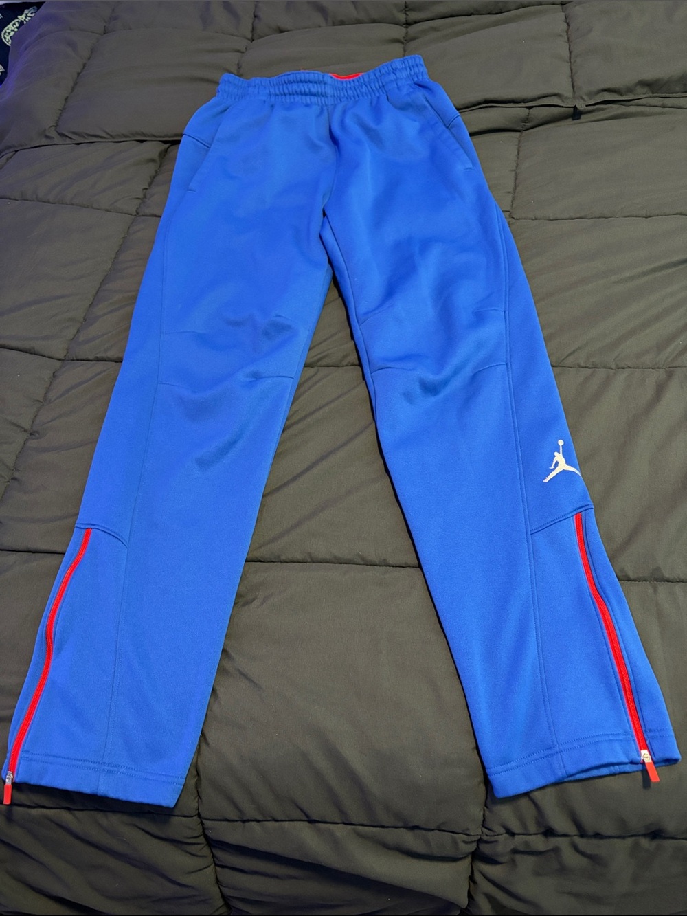 Jordan Boys Blue Joggers with Red Zip Accents